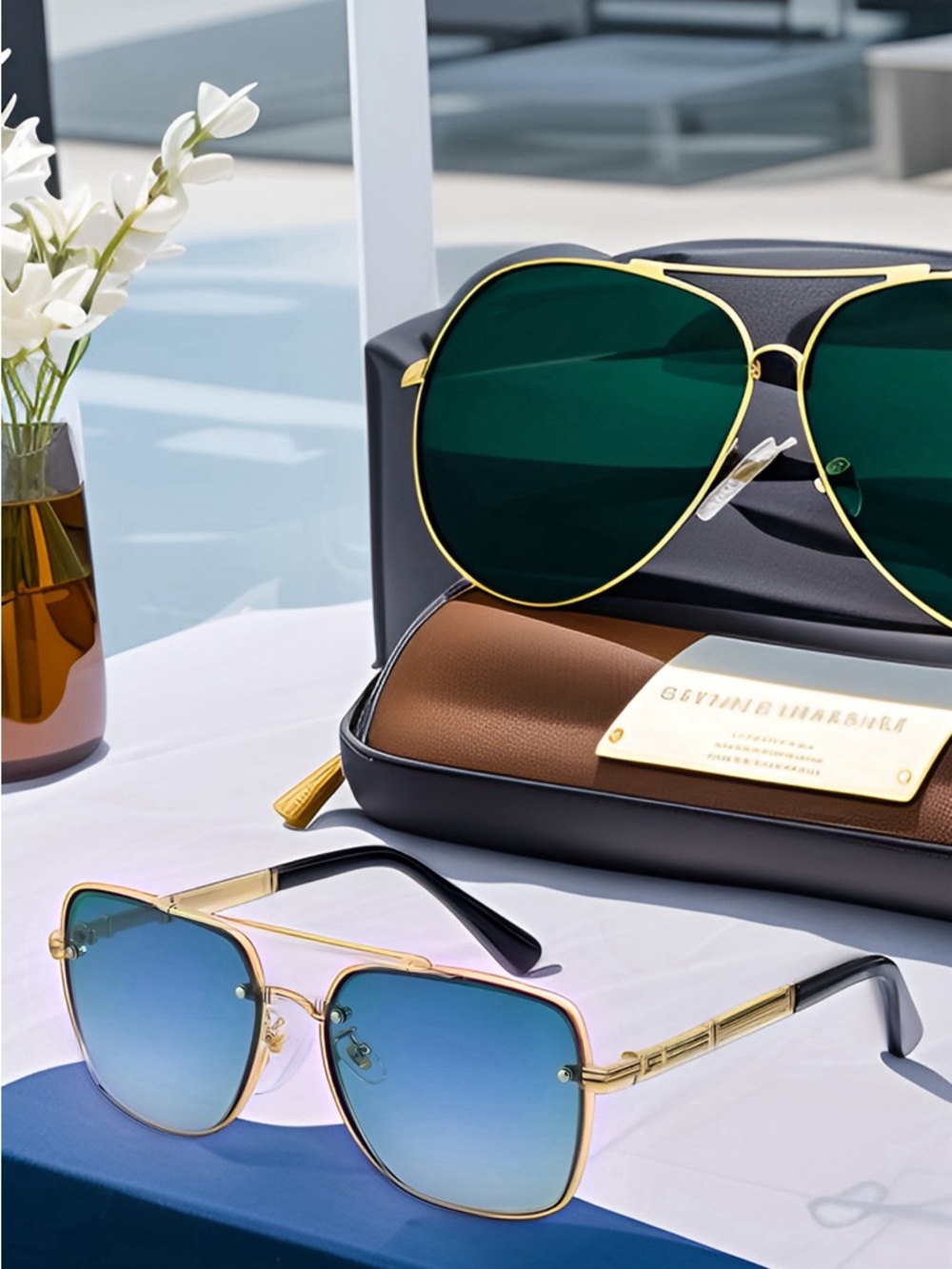 Men’s Elegant and Refined Anti-UV Sunglasses with Metal Frame.